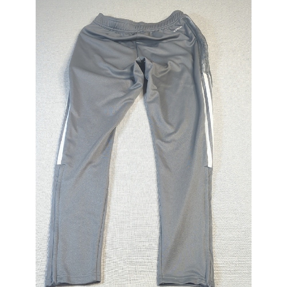 adidas Gray Joggers Adult Size S White Stripes Ankle Zip Athletic Pants - Picture 12 of 16